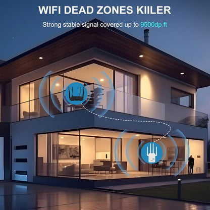 Ultimate Wifi Extender 2025 - 1200Mbps Dual Band Booster, Covers 10,000 Sq. Ft for 50 Devices, Perfect for Home & Office with Ethernet Port