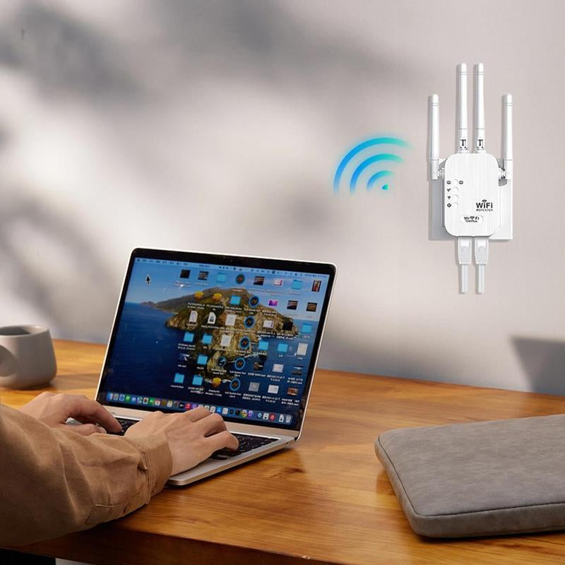 Ultimate Wifi Extender 2025 - 1200Mbps Dual Band Booster, Covers 10,000 Sq. Ft for 50 Devices, Perfect for Home & Office with Ethernet Port