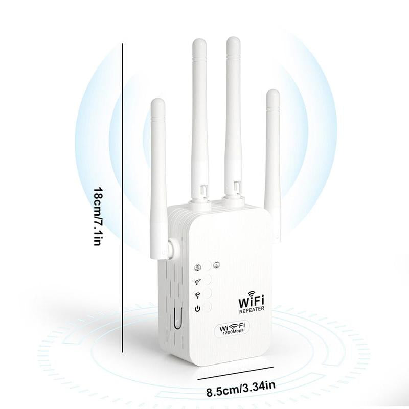 Ultimate Wifi Extender 2025 - 1200Mbps Dual Band Booster, Covers 10,000 Sq. Ft for 50 Devices, Perfect for Home & Office with Ethernet Port
