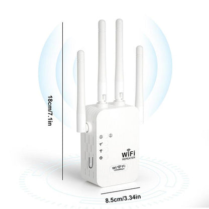 Ultimate Wifi Extender 2025 - 1200Mbps Dual Band Booster, Covers 10,000 Sq. Ft for 50 Devices, Perfect for Home & Office with Ethernet Port