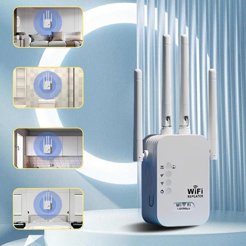 Ultimate Wifi Extender 2025 - 1200Mbps Dual Band Booster, Covers 10,000 Sq. Ft for 50 Devices, Perfect for Home & Office with Ethernet Port